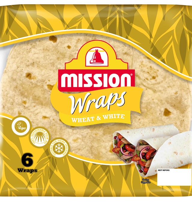MISSION WHEAT & WHITE TORTILLA WRAPS 6PK