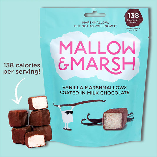 MALLOW & MARSH MILK CHOCOLATE COATED VANILLA MARSHMALLOWS